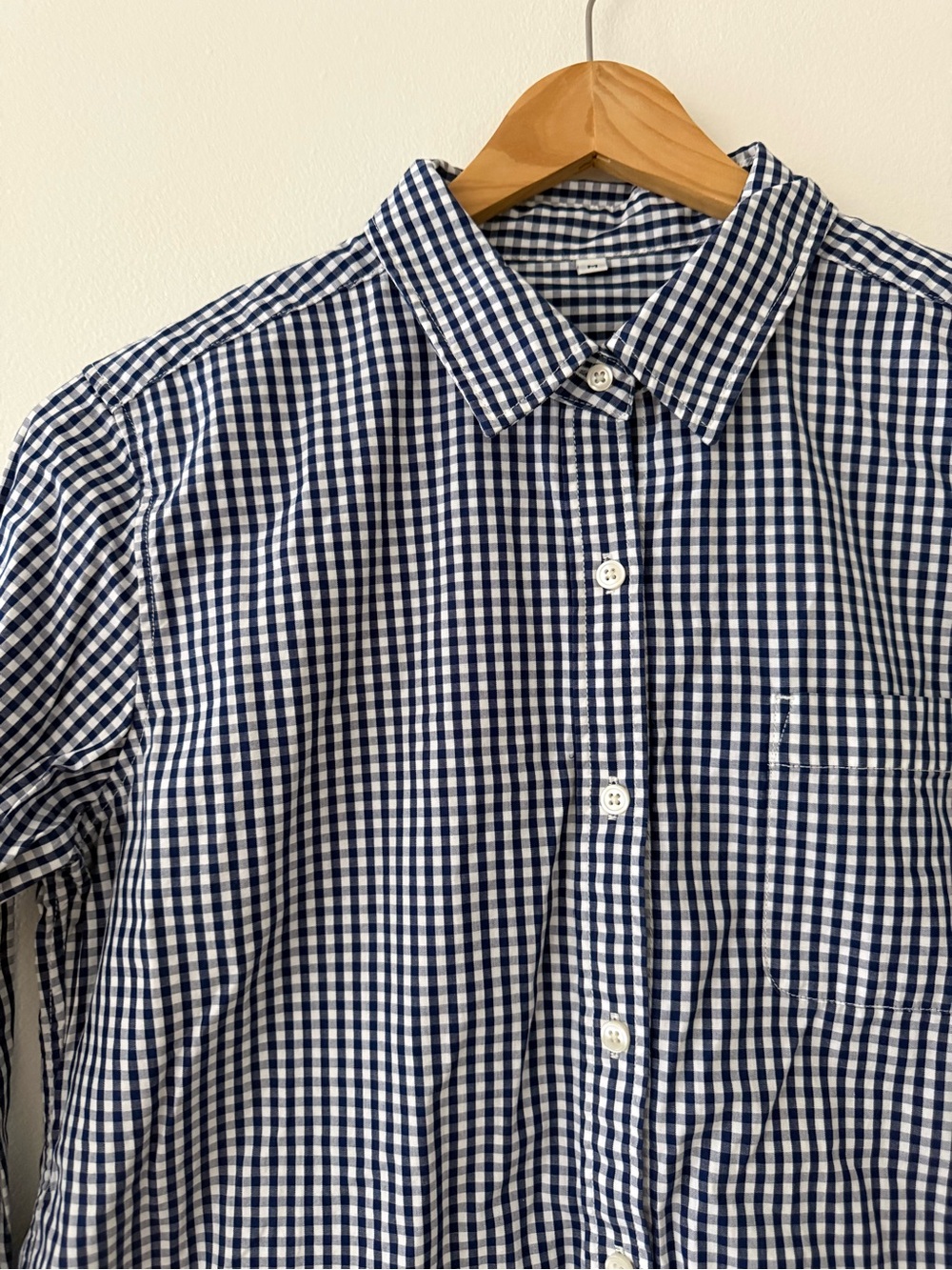 Muji Navy and White Gingham Button-Down Shirt M / XS-S